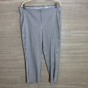 Chico's Blue White Pin Stripe Pullup Ankle Cropped Pants Size 14